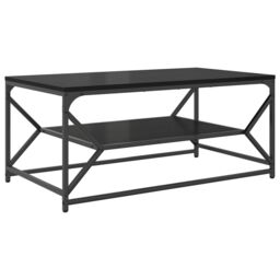 Berkfield Home Coffee Table with Shelf Black Oak 90x50x40 cm Engineered Wood - Size: 90 x 50 x 40 cm - thumbnail 7