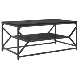 Berkfield Home Coffee Table with Shelf Black Oak 90x50x40 cm Engineered Wood - Size: 90 x 50 x 40 cm - thumbnail 2