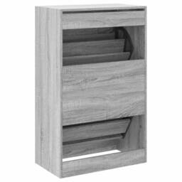Berkfield Home Shoe Cabinet Grey Sonoma 60x34x96.5 cm Engineered Wood - thumbnail 7