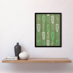 Artery8 Furuya Korin Framed Wall Art Print Green Shima Shima Textile Pattern - Size: A4 - thumbnail 2