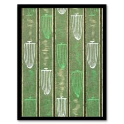 Artery8 Furuya Korin Framed Wall Art Print Green Shima Shima Textile Pattern - Size: A4 - thumbnail 1