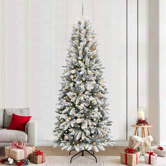 Berkfield Home Artificial Christmas Tree with 300 LEDs White 93 x 93 x 240 cm - image 1