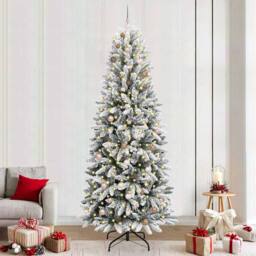 Berkfield Home Artificial Christmas Tree with 300 LEDs White 93 x 93 x 240 cm - thumbnail 1