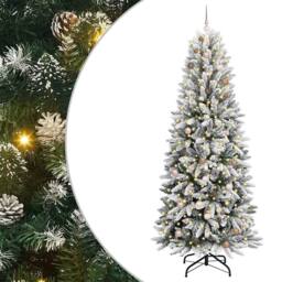 Berkfield Home Artificial Christmas Tree with 300 LEDs White 93 x 93 x 240 cm - thumbnail 2