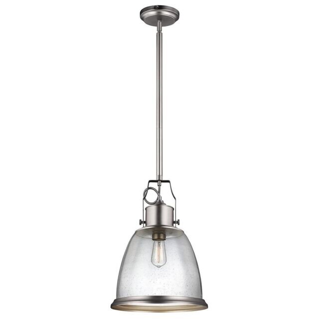 Netlighting Hobson 1 Light Large Dome Ceiling Pendant Satin Nickel E27 in Grey - image 1