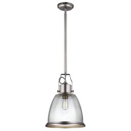 Netlighting Hobson 1 Light Large Dome Ceiling Pendant Satin Nickel E27 in Grey - thumbnail 1