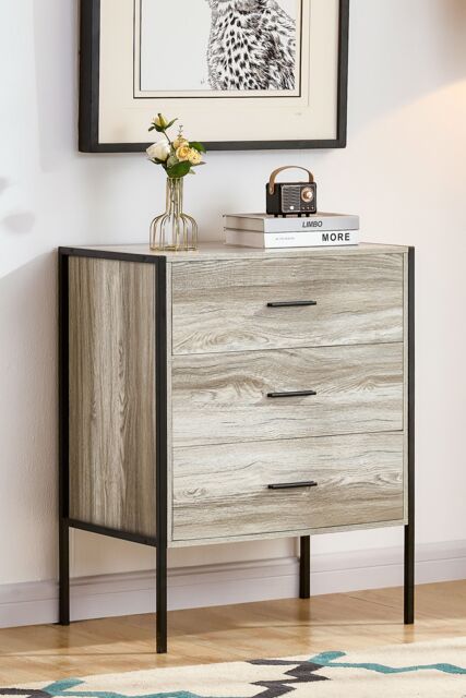 Home Discount Vida Designs Brooklyn 3 Drawer Bedside Cabinet Chest Of Drawers Storage Bedroom Furniture in Grey - image 1