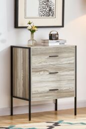 Home Discount Vida Designs Brooklyn 3 Drawer Bedside Cabinet Chest Of Drawers Storage Bedroom Furniture in Grey