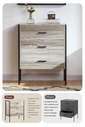 Home Discount Vida Designs Brooklyn 3 Drawer Bedside Cabinet Chest Of Drawers Storage Bedroom Furniture in Grey - thumbnail 7
