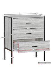 Home Discount Vida Designs Brooklyn 3 Drawer Bedside Cabinet Chest Of Drawers Storage Bedroom Furniture in Grey - thumbnail 3