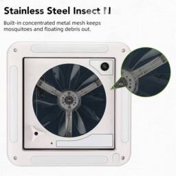 VOGREX Roof Vent Fan Skylight 280x280mm - LED Camper Caravan Motorhome in White - thumbnail 4