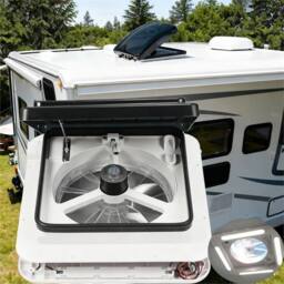 VOGREX Roof Vent Fan Skylight 280x280mm - LED Camper Caravan Motorhome in White - thumbnail 1