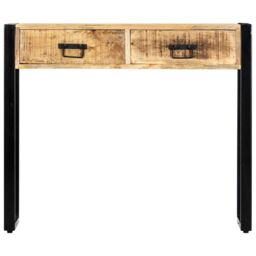 Berkfield Home Console Table 90x30x75 cm Solid Mango Wood in Brown - Size: 90 x 30 x 75 cm - thumbnail 2
