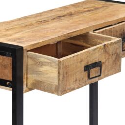 Berkfield Home Console Table 90x30x75 cm Solid Mango Wood in Brown - Size: 90 x 30 x 75 cm - thumbnail 5