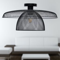 First Choice Lighting Set of 2 Cassidy - Black E27 Flush Mount Ceiling Lights for Shades - thumbnail 4
