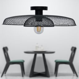 First Choice Lighting Set of 2 Cassidy - Black E27 Flush Mount Ceiling Lights for Shades - thumbnail 5