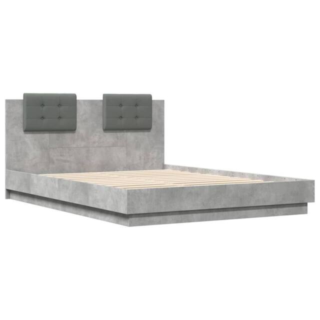 Berkfield Home Durable Bed Frame with LED without Mattress Concrete Grey 150x200 - Size: King - image 1