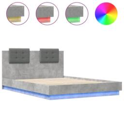 Berkfield Home Durable Bed Frame with LED without Mattress Concrete Grey 150x200 - Size: King - thumbnail 3