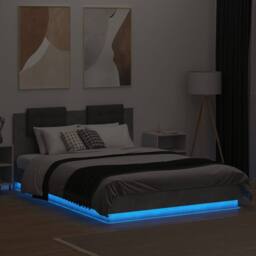 Berkfield Home Durable Bed Frame with LED without Mattress Concrete Grey 150x200 - Size: King - thumbnail 4