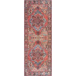 Livabliss Iris Vintage Red Blue Beige Green Traditional Boho Living Dining Bedroom Rug - Size: 80 cm x 230 cm - thumbnail 2