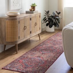 Livabliss Iris Vintage Red Blue Beige Green Traditional Boho Living Dining Bedroom Rug - Size: 80 cm x 230 cm - thumbnail 1