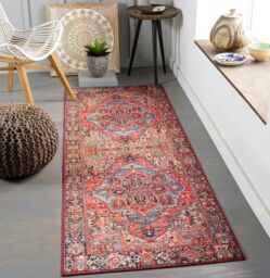 Livabliss Iris Vintage Red Blue Beige Green Traditional Boho Living Dining Bedroom Rug - Size: 80 cm x 230 cm - thumbnail 8