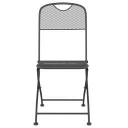 Berkfield Home Modern Folding Garden Chairs 2 pcs Expanded Metal Mesh Anthracite in Dark Grey - thumbnail 4