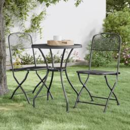 Berkfield Home Modern Folding Garden Chairs 2 pcs Expanded Metal Mesh Anthracite in Dark Grey - thumbnail 2