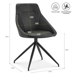 Nordara Office Chair - Faux Leather, 360° Swivel, No Wheels in Black - thumbnail 2