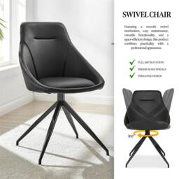 Nordara Office Chair - Faux Leather, 360° Swivel, No Wheels in Black - thumbnail 3