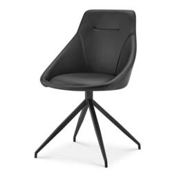 Nordara Office Chair - Faux Leather, 360° Swivel, No Wheels in Black - thumbnail 5