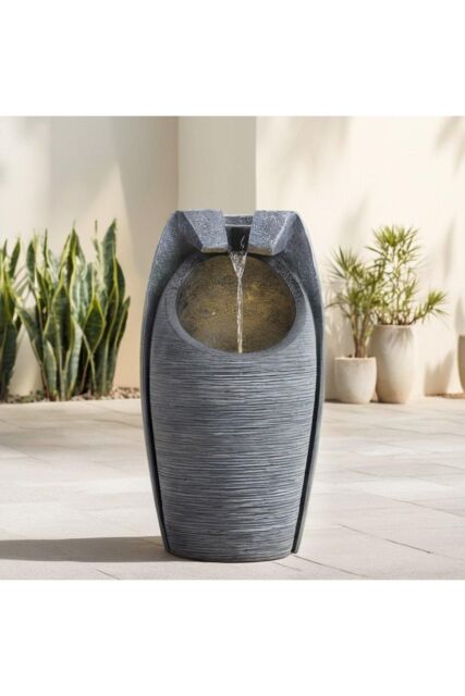 H&O Direct Outdoor Solar-Powered Water Fountain Rockery Decor in Natural - image 1