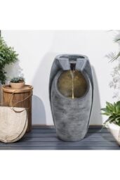H&O Direct Outdoor Solar-Powered Water Fountain Rockery Decor in Natural - thumbnail 2