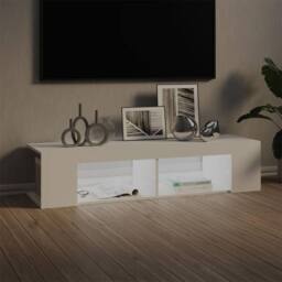 Berkfield Home TV Cabinet with LED Lights White 135x39x30 cm - Size: 135 x 39 x 30 cm - thumbnail 3