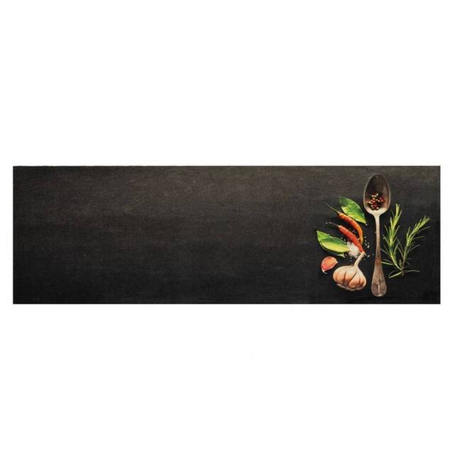 Berkfield Home Kitchen Rug Washable Spices 60x180 cm Velvet in Black - image 1
