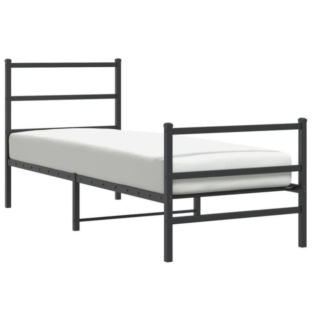 Berkfield Home Metal Bed Frame without Mattress with Footboard¬†Black 80x200cm in Black - Size: 80x200 cm