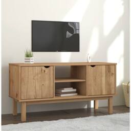 Berkfield Home TV Cabinet OTTA 113.5x43x57 cm Solid Wood Pine in Brown - thumbnail 2