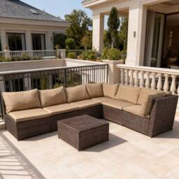 FURNITURE ONE 7 Piece Rattan Garden Furniture Set with Coffee Table - Brown - Size: 1 Pack - thumbnail 3