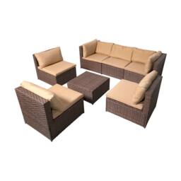 FURNITURE ONE 7 Piece Rattan Garden Furniture Set with Coffee Table - Brown - Size: 1 Pack - thumbnail 4