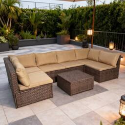 FURNITURE ONE 7 Piece Rattan Garden Furniture Set with Coffee Table - Brown - Size: 1 Pack - thumbnail 2