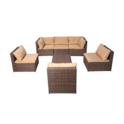 FURNITURE ONE 7 Piece Rattan Garden Furniture Set with Coffee Table - Brown - Size: 1 Pack - thumbnail 5