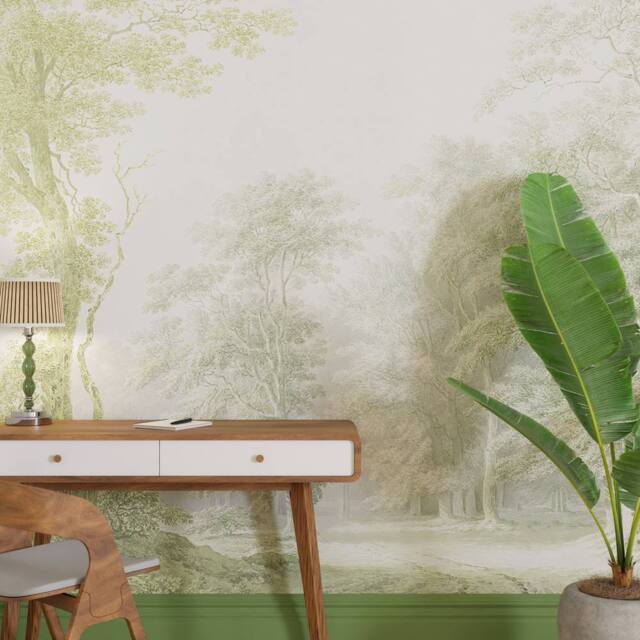 Superfresco Easy Stately Woodland Sage Print To Order 3m x 2.8m Mural in Green - image 1