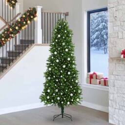 Berkfield Home Christmas Tree with 300 LEDs with Stand Green 240 cm PE - thumbnail 1