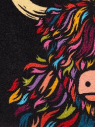 Artsy Mats Highland Cow Indoor Washable Doormat in Black - Size: 50 cm x 80 cm - thumbnail 2