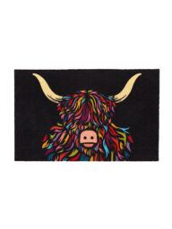 Artsy Mats Highland Cow Indoor Washable Doormat in Black - Size: 50 cm x 80 cm - thumbnail 4