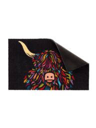 Artsy Mats Highland Cow Indoor Washable Doormat in Black - Size: 50 cm x 80 cm - thumbnail 3