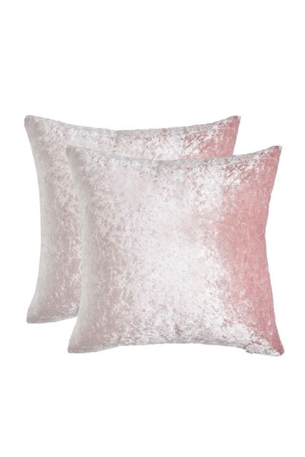 OHS Luxury Crushed Velvet Set of 4 Cushion Covers Plain in Baby Pink - image 1