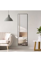 H&O Direct 37cm W x 147cm H Rectangular Dressing Floor Mirror Wall Mounted Full Length Mirror with Bracket, Black - Size: 37 cm W x 147 cm H - thumbnail 2
