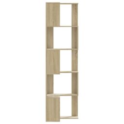 Berkfield Home Corner Bookcase 5-Tier Sonoma Oak 50x50x179 cm Engineered Wood in Brown - Size: 50 x 50 x 179 cm - thumbnail 5
