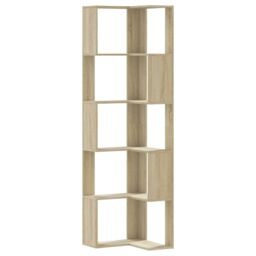 Berkfield Home Corner Bookcase 5-Tier Sonoma Oak 50x50x179 cm Engineered Wood in Brown - Size: 50 x 50 x 179 cm - thumbnail 2